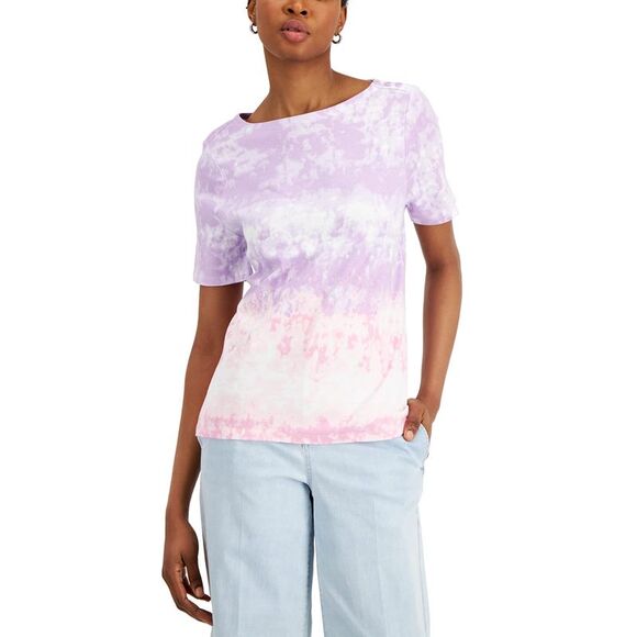 Charter Club Petite Cotton Printed Top - Picture 3 of 4